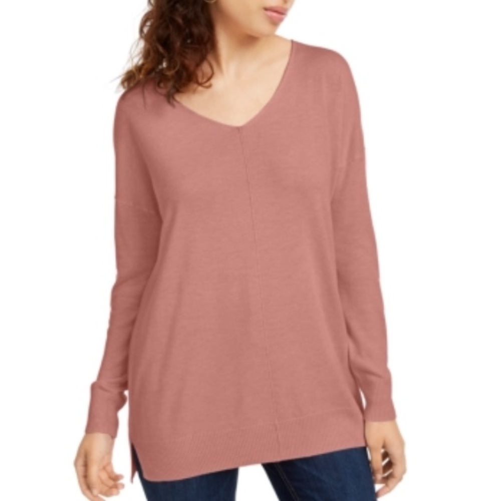 Hippie Rose Womens/Juniors' V-Neck Tunic Sweater Pink Size Small